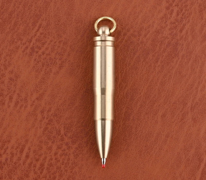 EDC Mini Brass Keychain Ball Pen Necklace pendant pen Emergency Writing Record EDC - KOEEK