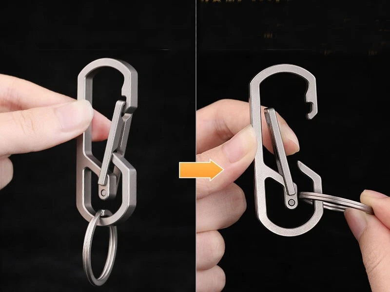 EDC Titanium Alloy Mechanical Keychain Carabiner Belt Clip Storage Keyrings Tool 07FC0E-D4 - KOEEK