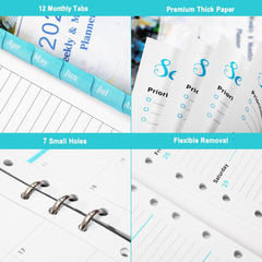 new 2025 Planner Refills - Inserts with 7-Hole Punched, 5-1/2" multicolor 07FC0E-D4 - KOEEK