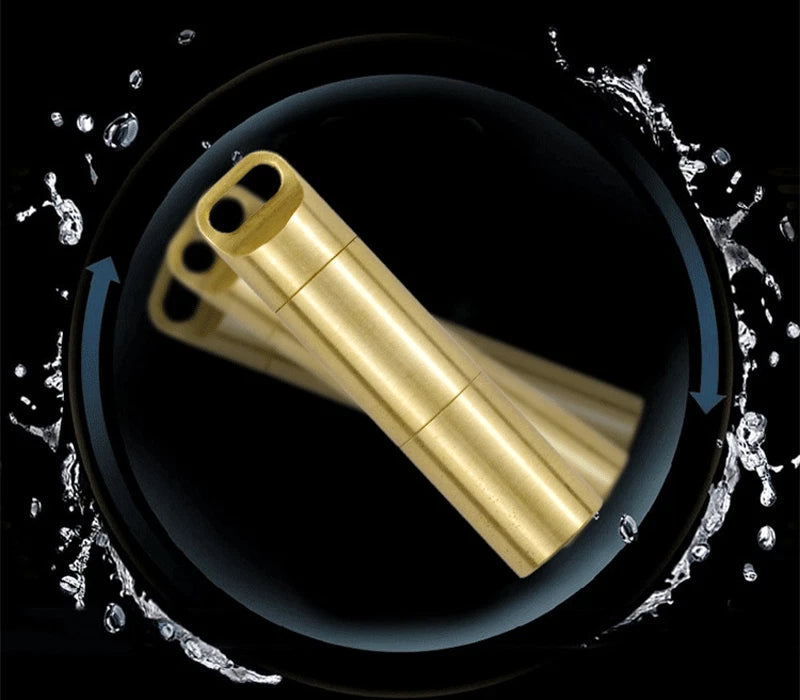 EDC Brass Waterproof Pill Case Holder EDC Pill Organizer Container 2 Compartment 07FC0E-D4 - KOEEK