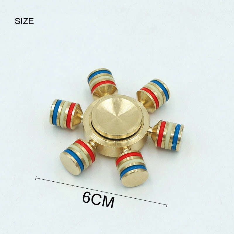 Brass Fidget 6 Point Hand Spinner Finger Gyro Toy EDC Focus Stress Reliever DIY 07FC0E-D4 - KOEEK