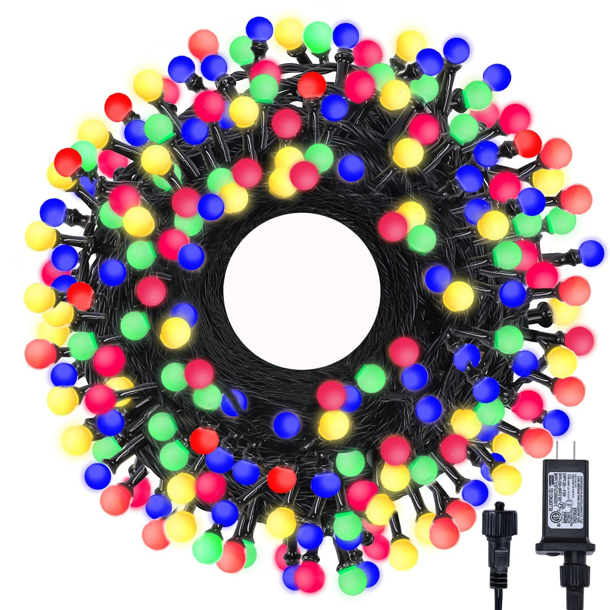 300 LED Multi-Colored Outdoor Christmas Globe String Lights, 105ft, 8 Modes, ... 07FC0E-D4 - KOEEK