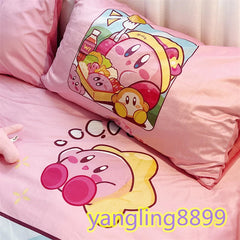 Anime Kirby Velvet Bed Sheet Pillowcase Quilt Cover Double Queen Bedding Set 4pc 07FC0E-D4 - KOEEK