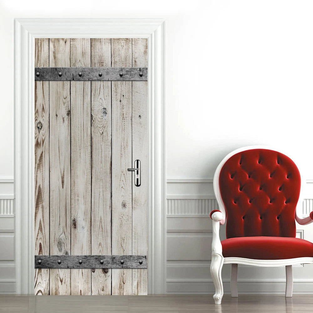 3D Simulation Wooden Door Self Adhesive Bedroom Door Murals Decals Wall Sticker 07FC0E-D4 - KOEEK