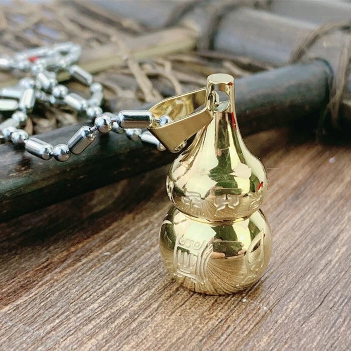 Titanium Steel Gourd Waterproof Medicine Box Pill Case Talisman Necklace Pendant 07FC0E-D4 - KOEEK