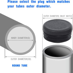 new Round Plastic Plug, 1-1/4 Inch Tubing Post End Cap, Chair Inch, Black 07FC0E-D4 - KOEEK