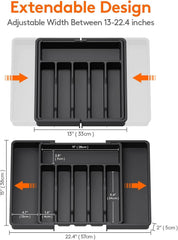 Silverware Drawer Organizer, Expandable Utensil Tray for Kitchen, BPA Free 07FC0E-D4 - KOEEK