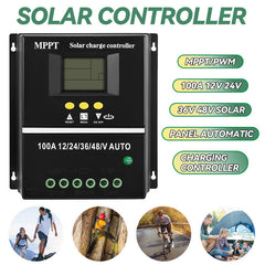 ny 100A MPPT Solar Panel Batteri PV Regulator Lade Controller AUTO 12/24/36/48V