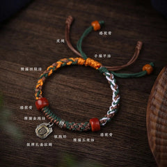 Tibetan Handmade Weaving Bracelet Zakirham Bangle Cotton Rope Silver Amulet 07FC0E-D4 - KOEEK