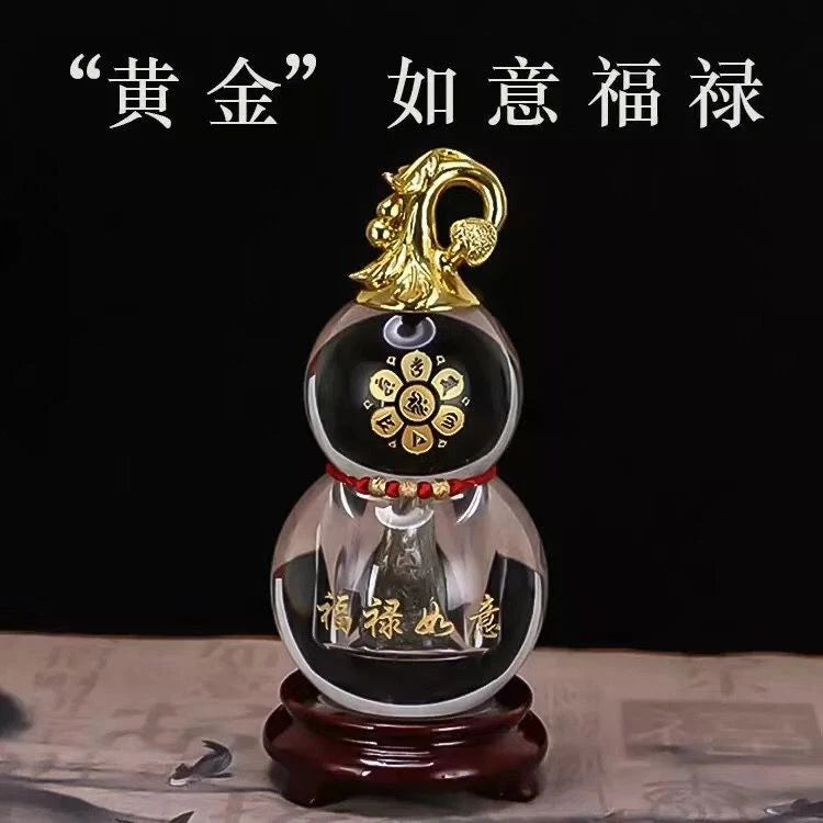 Crystal Gourd Figurine With Base 9x20cm Feng Shui Home Decor Ornament 07FC0E-D4 - KOEEK