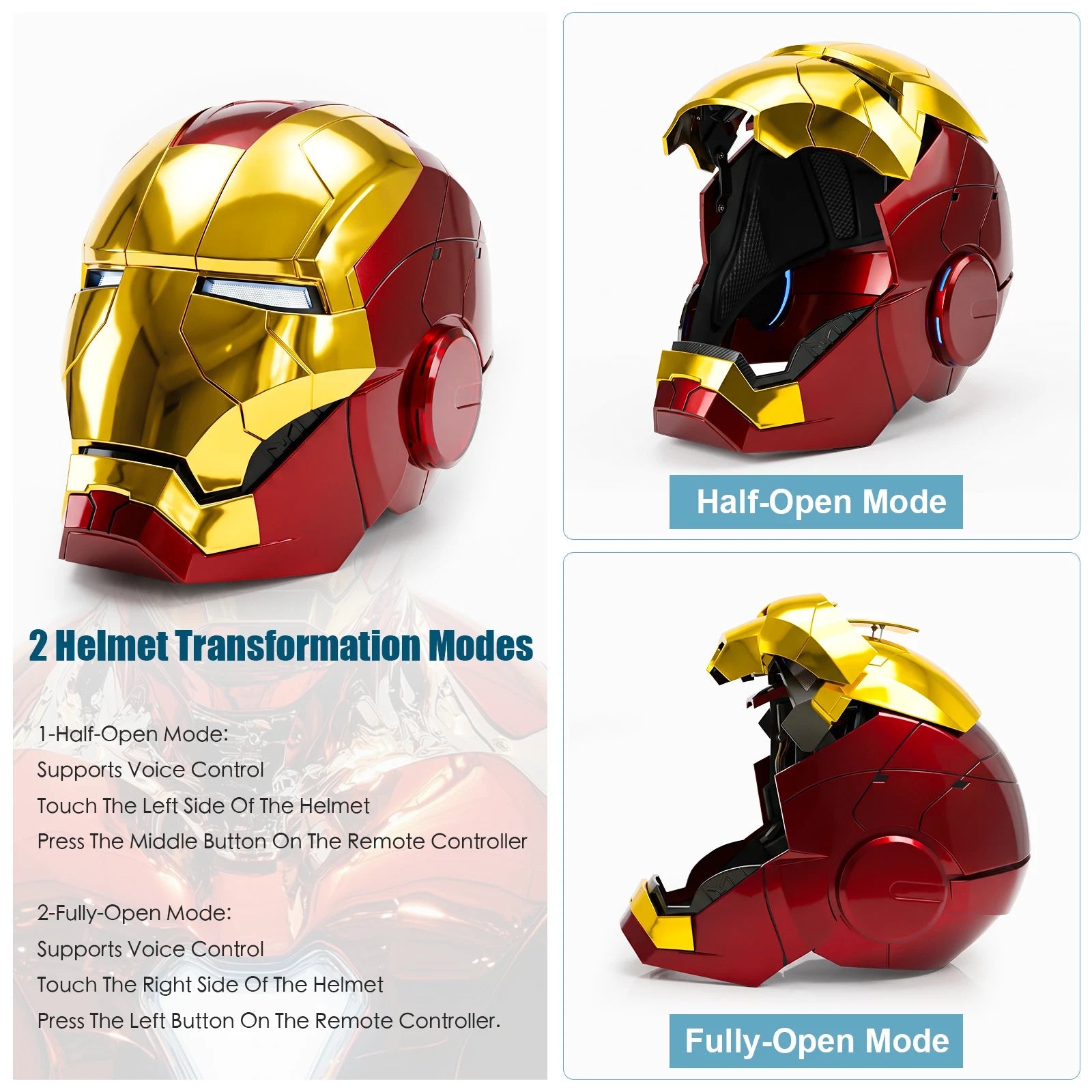 Iron Man MK5 Helmet 1:1 Wearable Voice Remote Touch Control LED Cosplay 07FC0E-D4 - KOEEK