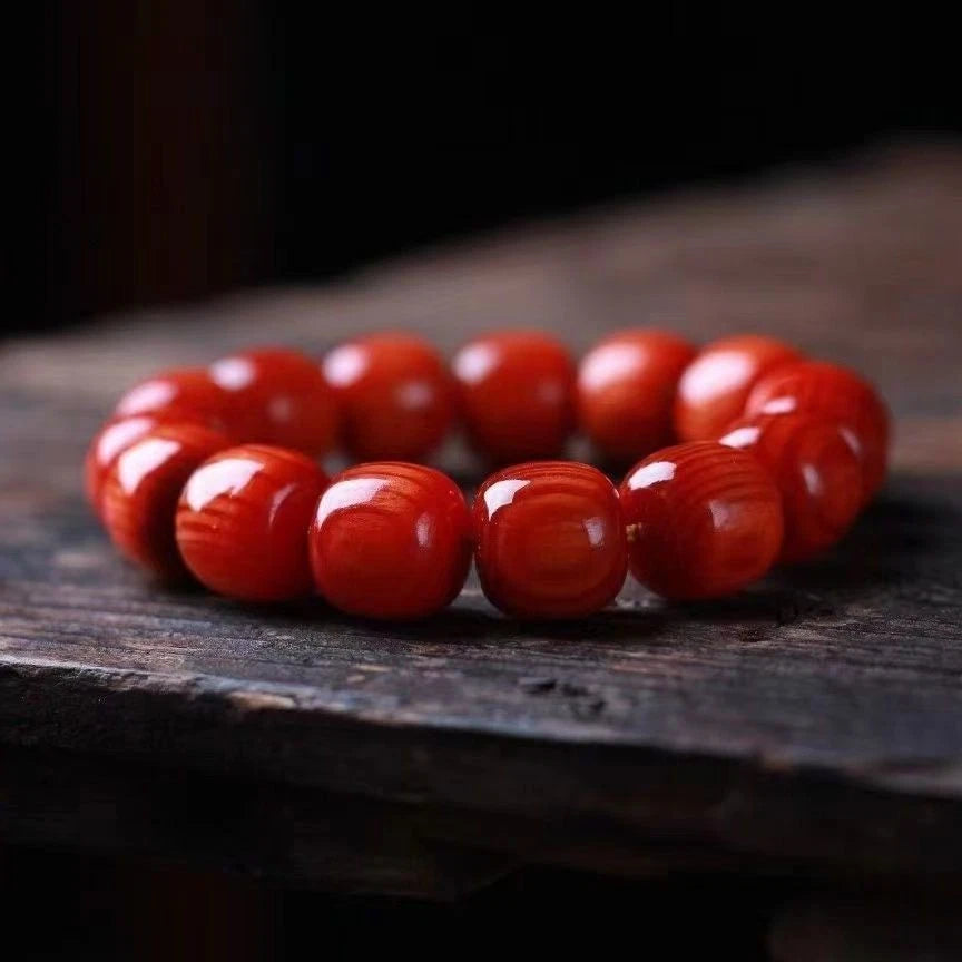 Full Oil Transparent Agarwood Prayer Beads Amber Wood Bracelet Red Pine Jewelry 07FC0E-D4 - KOEEK