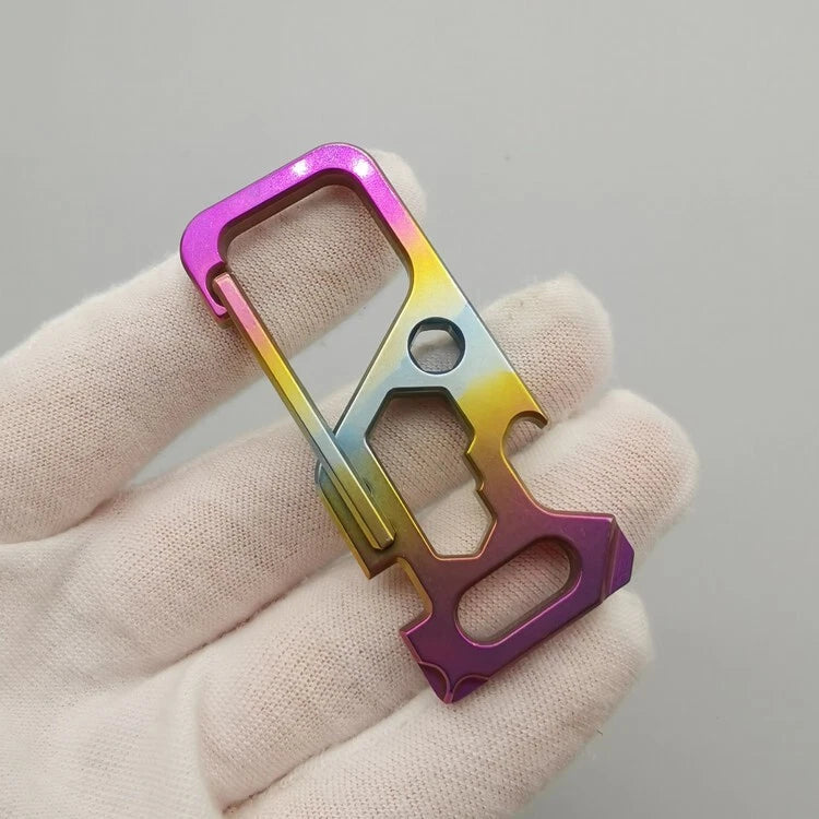 Titanium Alloy Mechanic Key Chain Multi Tools EDC Card Carabiner with Key Ring 07FC0E-D4 - KOEEK