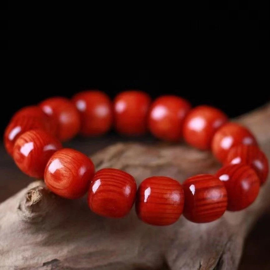 Full Oil Transparent Agarwood Prayer Beads Amber Wood Bracelet Red Pine Jewelry 07FC0E-D4 - KOEEK