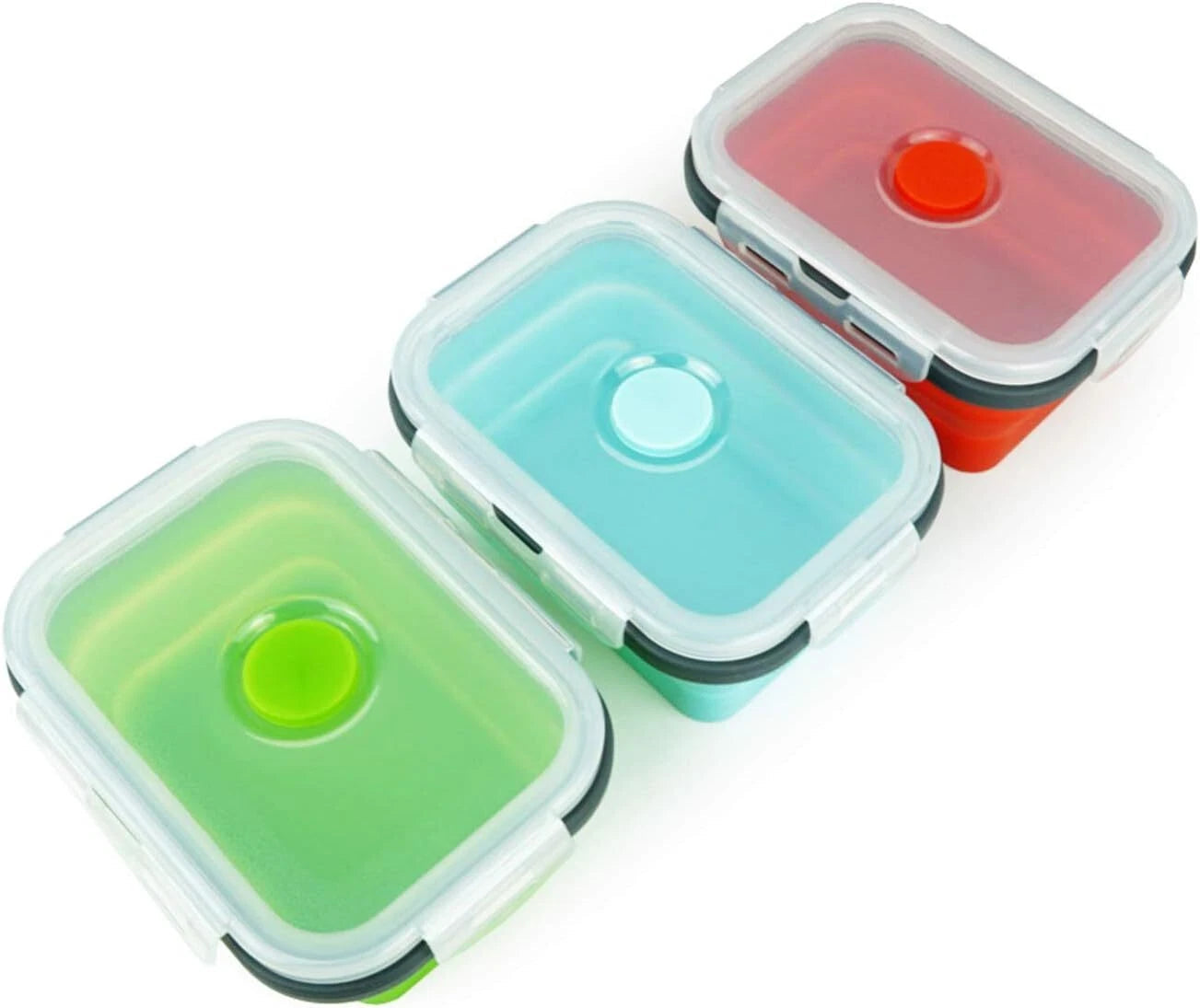3 Piece Silicone Food Storage Containers Collapsible Silicone Bowl with  Lids 07FC0E-D4 - KOEEK