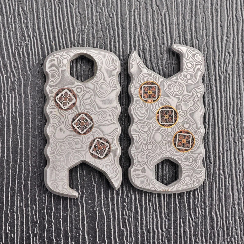 EDC Damascus Steel Multi Tools Card Necklace Wrench Bottle Opener Keychain 07FC0E-D4 - KOEEK