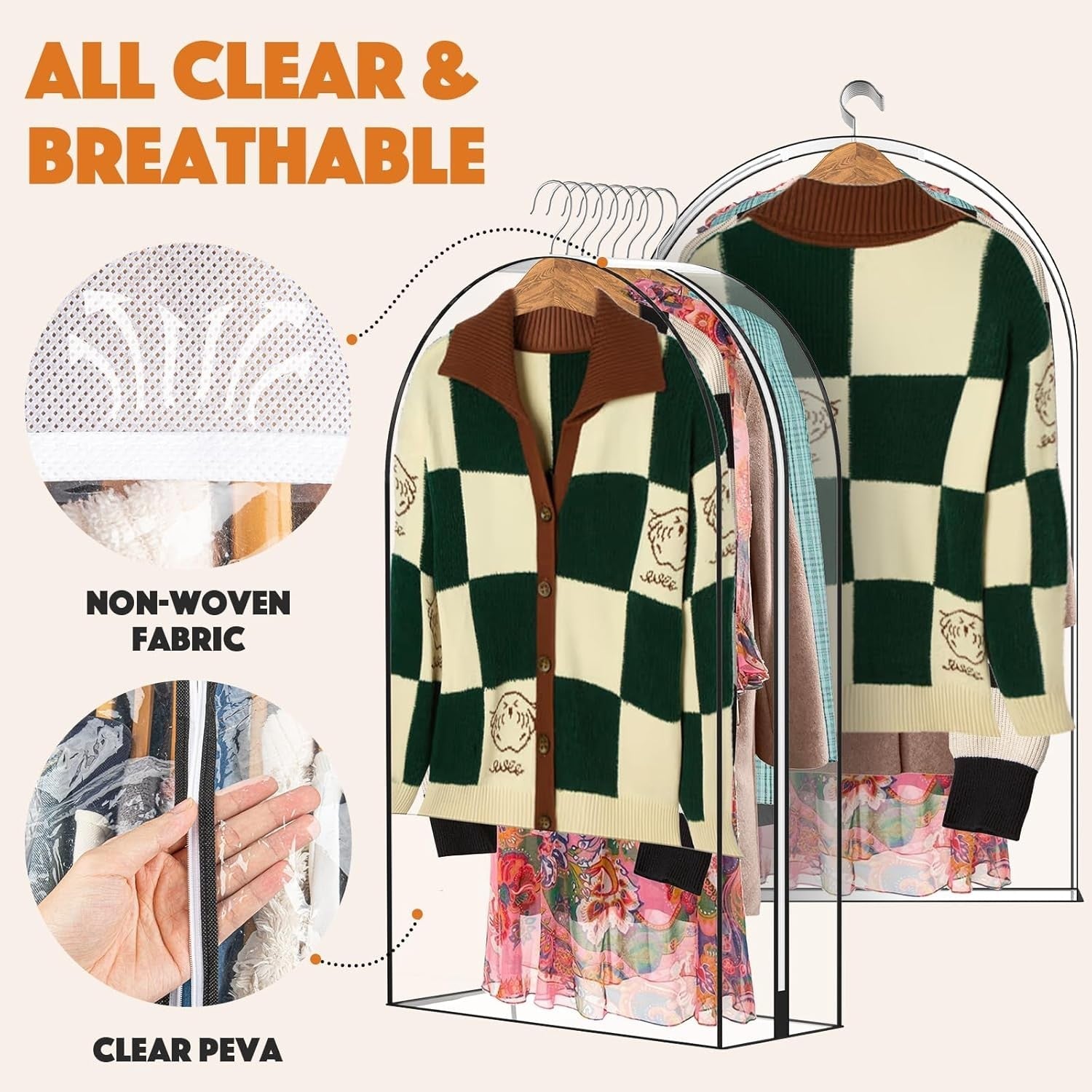 new 4 Packs 40" Clear Garment Bags for Hanging Clothes, 10" Gusseted transparent 07FC0E-D4 - KOEEK