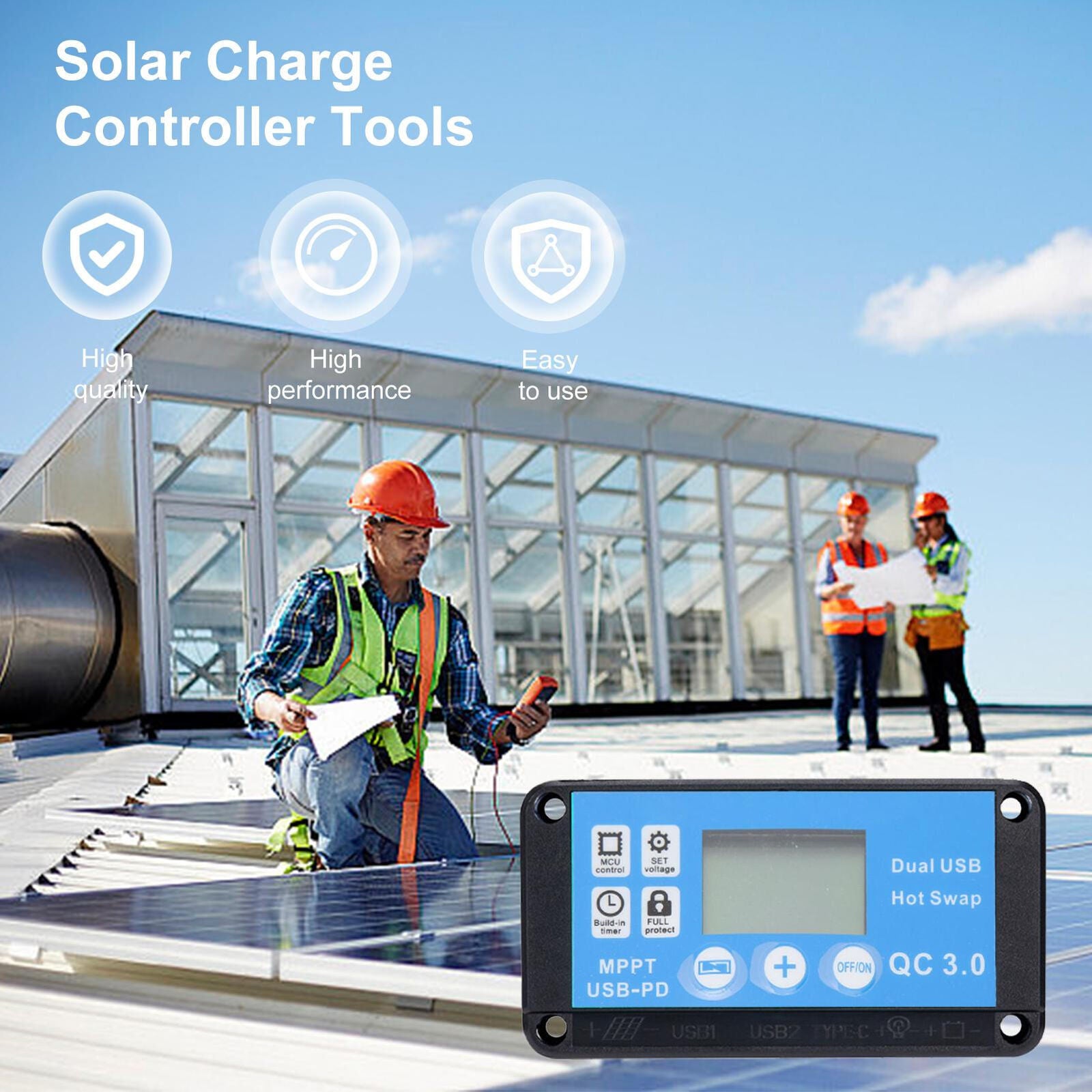 new 12V/24V  LCD Solar Panel Battery Regulator 12V/24V Charge Controller Dual USB koeek - KOEEK