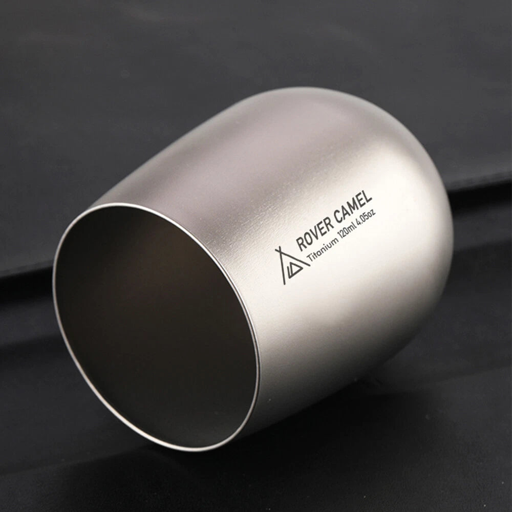 Titanium Water Cup Outdoor Camping Hiking Double Wall Tea Pot Coffee Mug 120ml 07FC0E-D4 - KOEEK