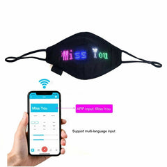 LED Programmable Cotton Face Mask Custom Sign USB Rechargeable Halloween Party 07FC0E-D4 - KOEEK