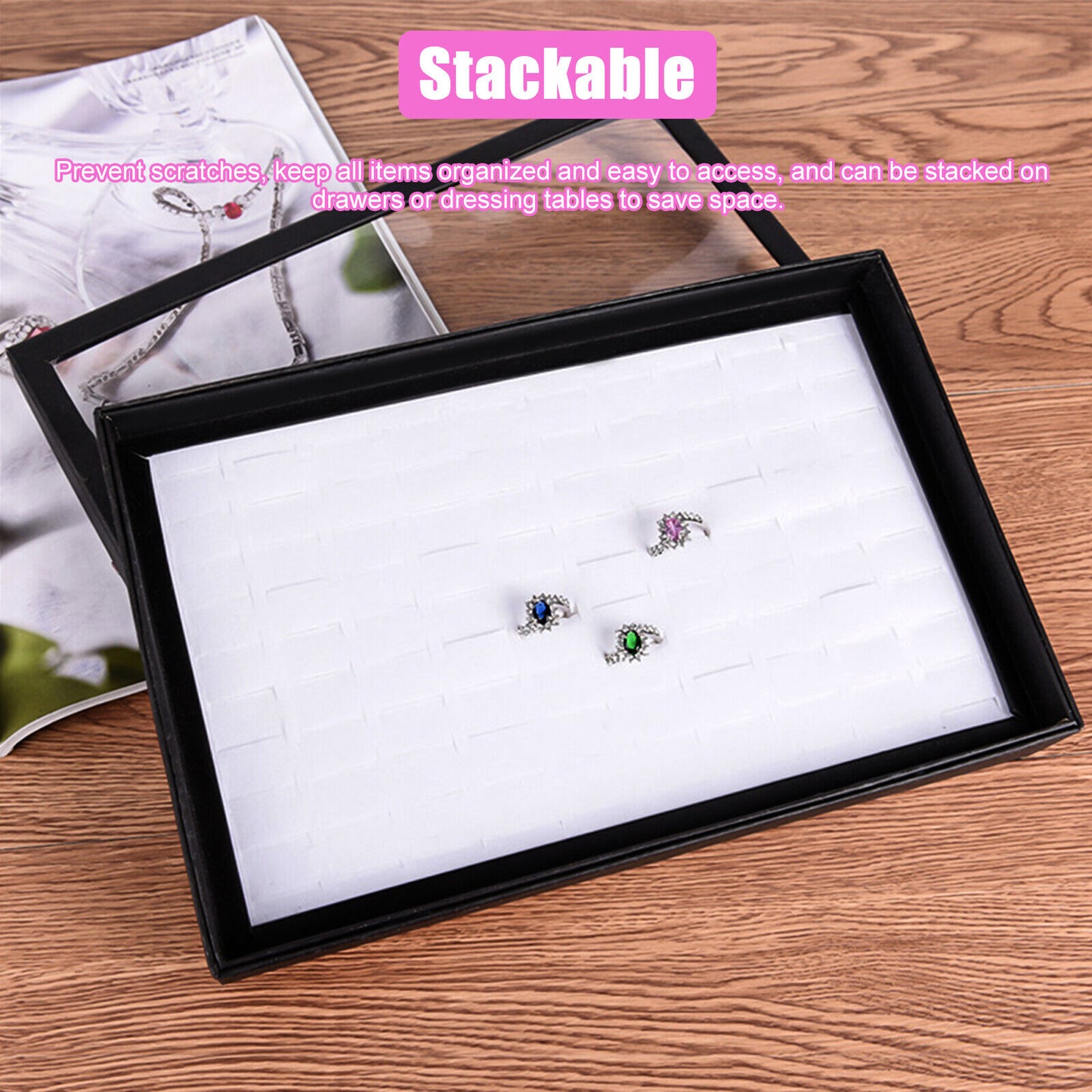 100 Slots Schmuck Ring Display Organizer Fall Tray Halter Ohrring Lagerung Box