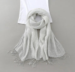 Hot Mens Flax Linen Scarf Breathable Tasseled Striped Shawl Unisex Neckerchief 07FC0E-D4 - KOEEK