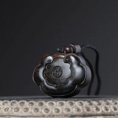 Agarwood Longevity Lock Ruyi Pendant Hand Carved Amulet Women Buddhist Jewelry 07FC0E-D4 - KOEEK