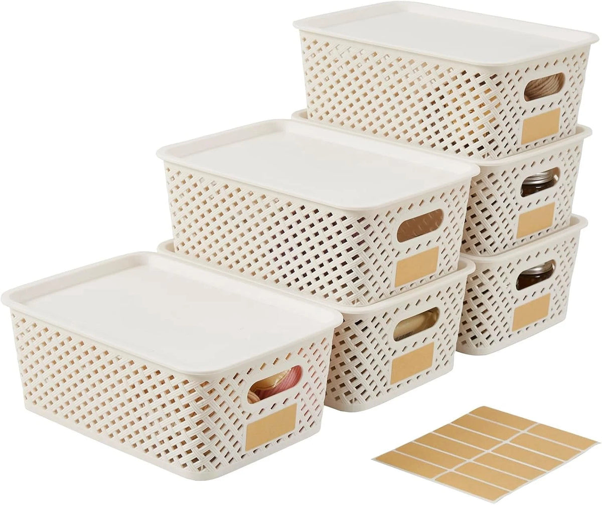 Small plastic twill storage basket,set of 6,dimensions:10.35 x 7.3 x 4.09 inches 07FC0E-D4 - KOEEK
