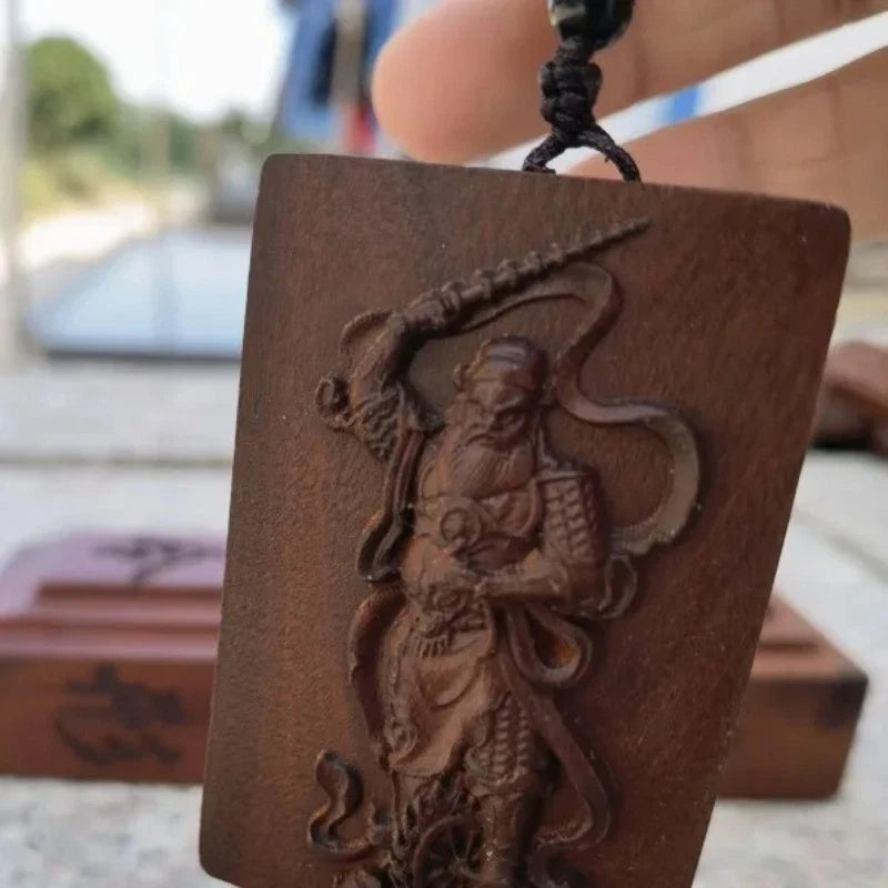 Lightning-struck Jujube Wood Amulet Wang Lingguan Taoist Fengshui Pendant 07FC0E-D4 - KOEEK