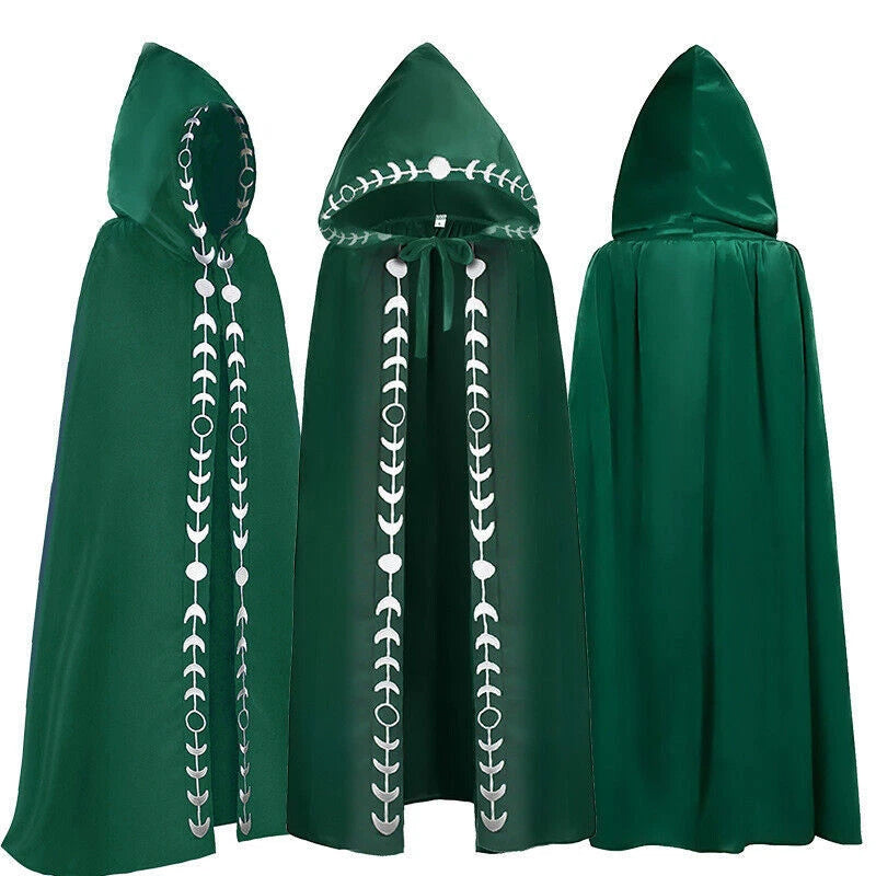 Medieval Reaper Wizard Embroidery Hooded Cloak Cosplay Costumes Halloween Party 07FC0E-D4 - KOEEK