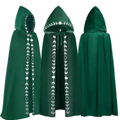 Medieval Reaper Wizard Embroidery Hooded Cloak Cosplay Costumes Halloween Party 07FC0E-D4 - KOEEK