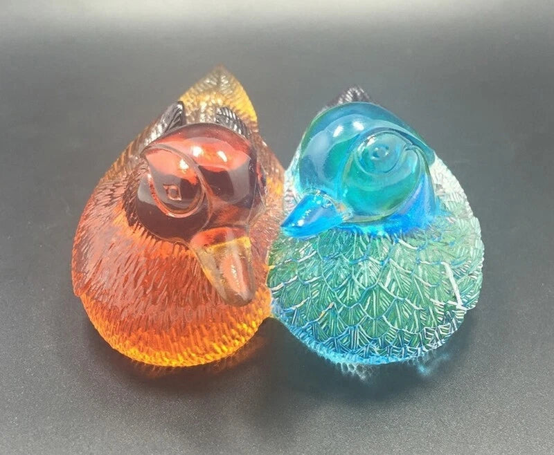 Pair Love Happiness Feng Shui Decor Chinese Liu Li Crystal Mandarin Ducks Statue 07FC0E-D4 - KOEEK