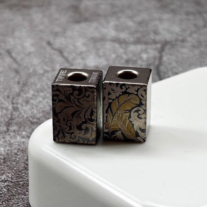 Titanium Keychain Parachute Cord Bead Pendant Knife Lanyard EDC Bead Zipper Head 07FC0E-D4 - KOEEK