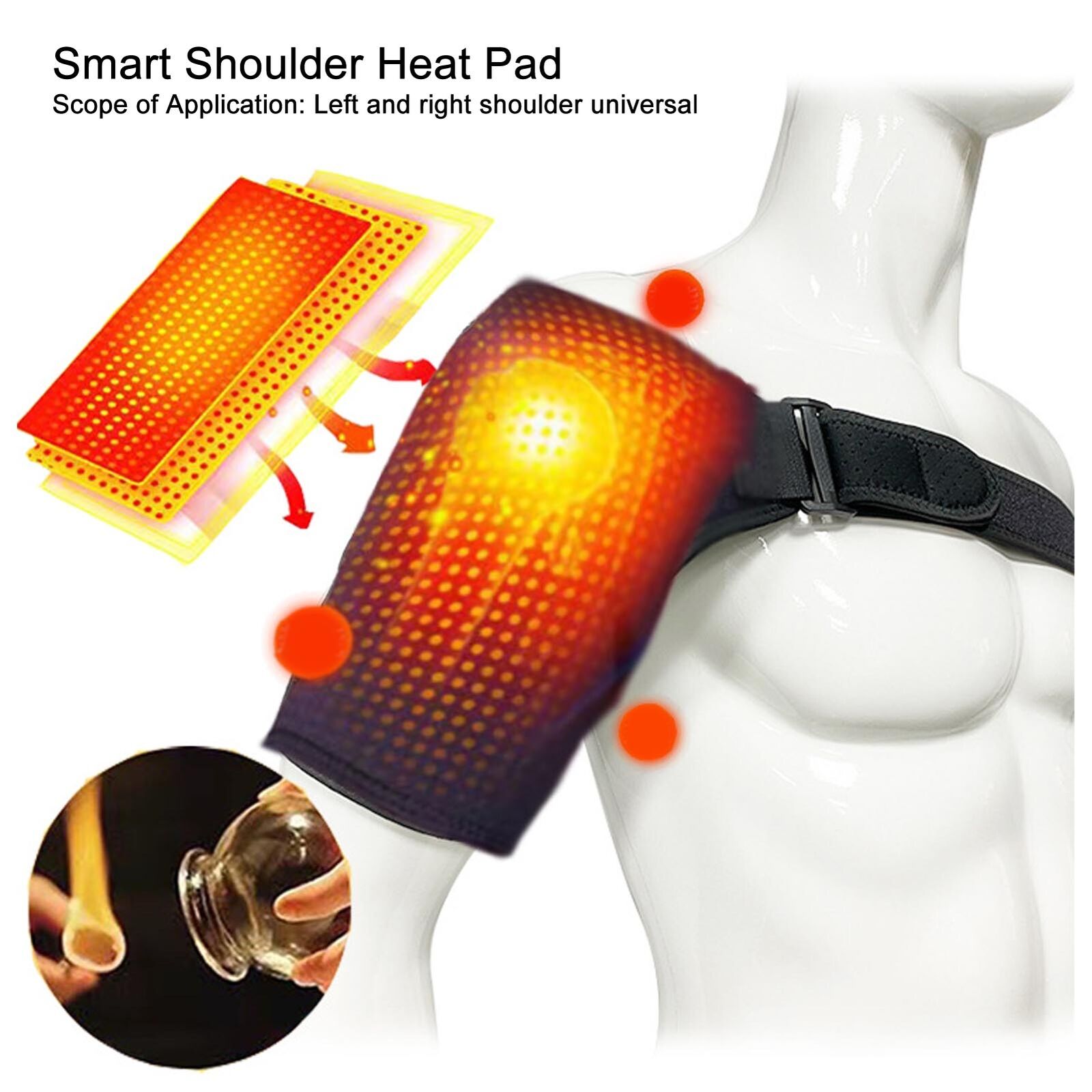 new Heated Shoulder Wrap 3 Heating Setting Relieving Pain Heating Shoulder Pad koeek - KOEEK