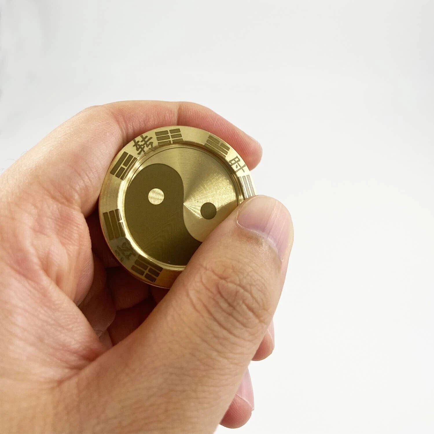 EDC Solid Brass Fidget Slider Clicker luck Coin Tai Chi Haptic Toy for Adult 07FC0E-D4 - KOEEK