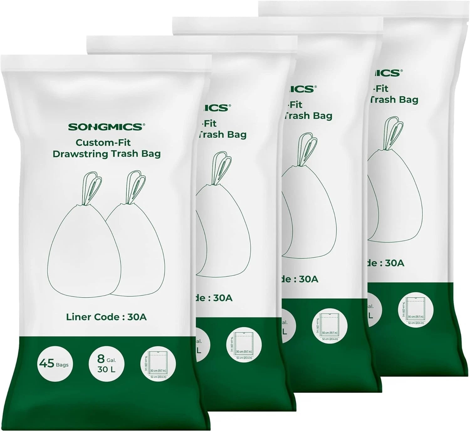180 pull-string kitchen garbage bags, 4 rolls, white 07FC0E-D4 - KOEEK