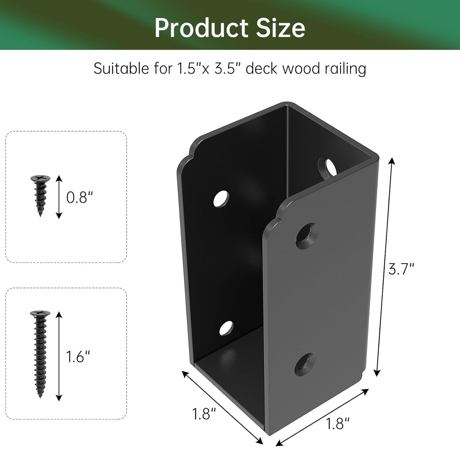 new 24PCS 2”x 4” Stainless Steel Deck Railing Brackets Horizontal 24 Pcs, Black 07FC0E-D4 - KOEEK