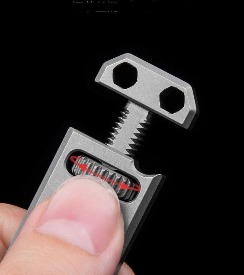 Mini Titanium Multi Tools Adjustable wrench Pocket EDC Pry Bar Crowbar with Bits 07FC0E-D4 - KOEEK