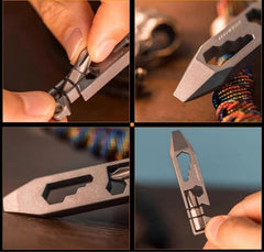 EDC Titanium Pry Bar Crowbar Bottle Opener Screwdriver Wrench Pocket Multi Tools 07FC0E-D4 - KOEEK