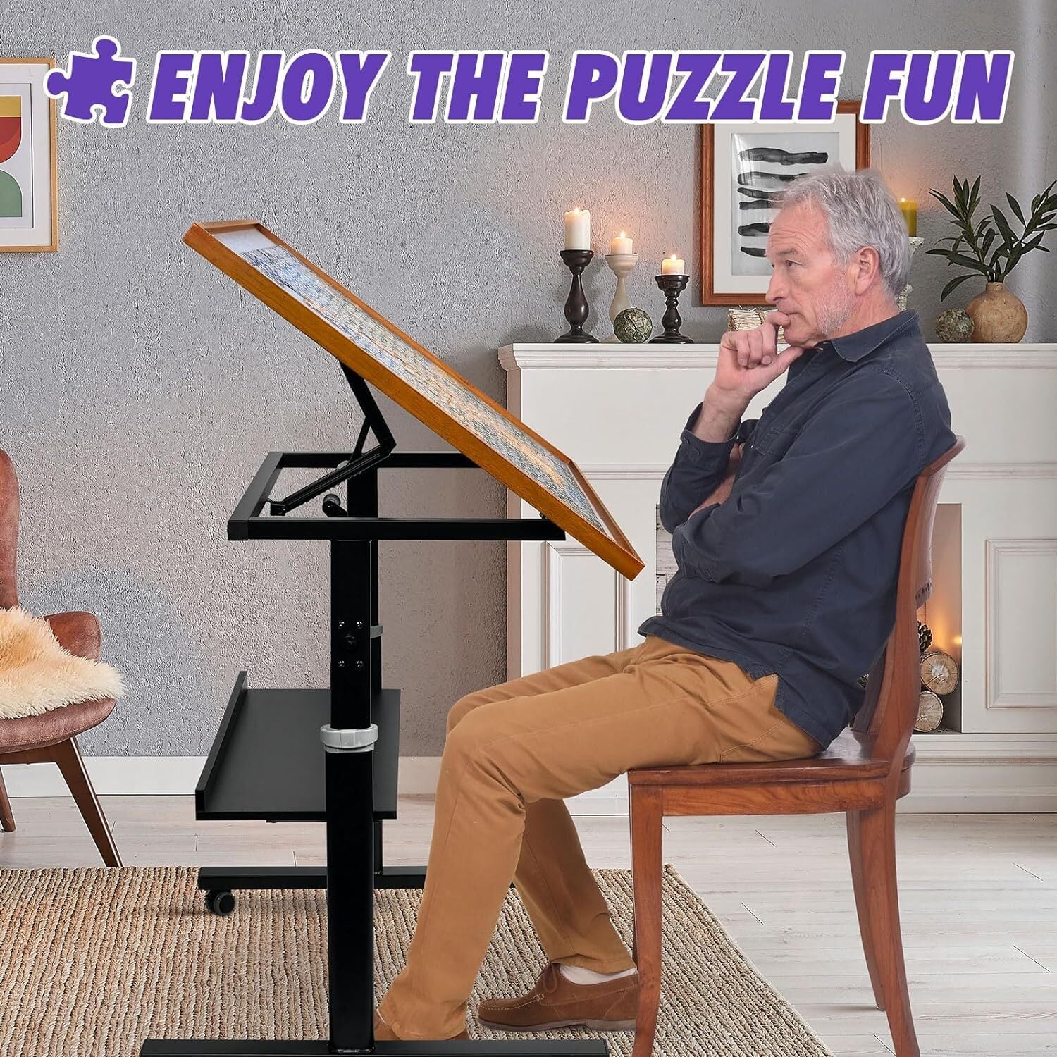 new Sunix 1500 Pieces Jigsaw Puzzle Table with Legs, 36"x26" Adjustable Height...