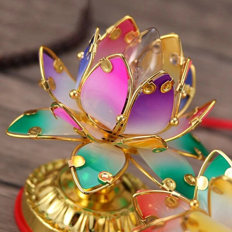 2pcs 4.7" Buddhist Colorful Temple Shrine Light Prayer Worship Buddha Lotus Lamp 07FC0E-D4 - KOEEK