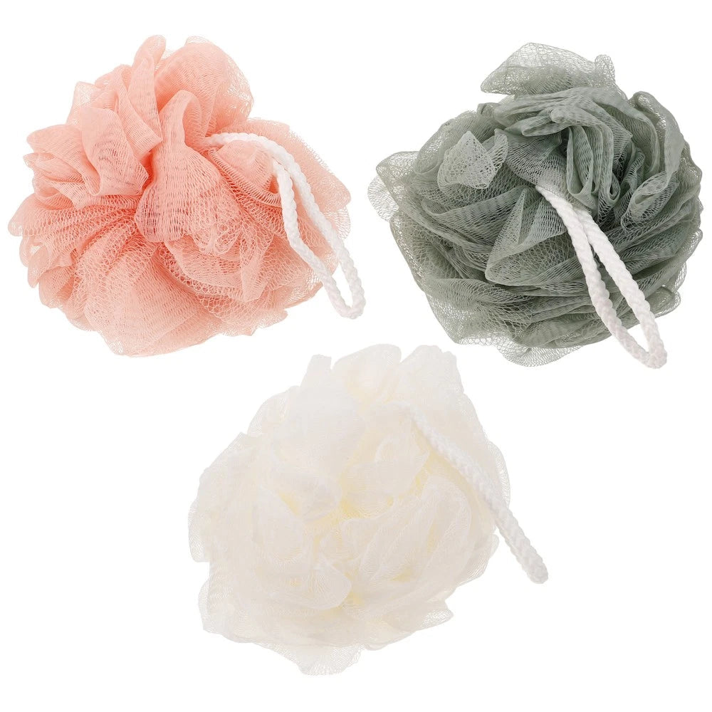 3 Pcs Mixed Color PE Bath Balls Mesh Shower for Body Care 07FC0E-D4 - KOEEK