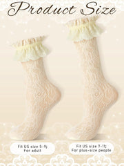 new Geyoga 4 Pairs Lace Ruffle Frilly 7-11, Black, White, Pink, Light Yellow 07FC0E-D4 - KOEEK