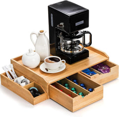Bamboo Coffee Bean Drawer Organizer, Counter K-Cup Organizer