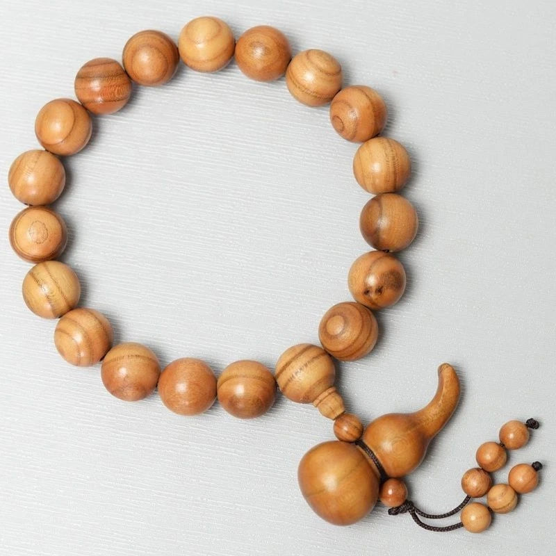 Peach Wood Car Pendant Buddha Beads Gourd Rearview Mirror Hanging Ornament 07FC0E-D4 - KOEEK