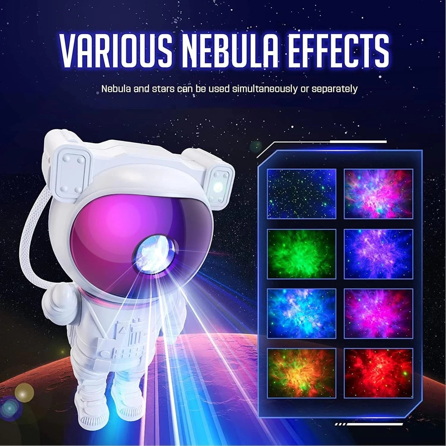 Colorful Astronaut Galaxy Projector - Limited Edition Bedroom Star Lights 07FC0E-D4 - KOEEK