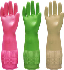new Bamllum 3 Pairs of Rubber Dishwashing Gloves for Large, Red+yellow+green BAMLLUM - KOEEK
