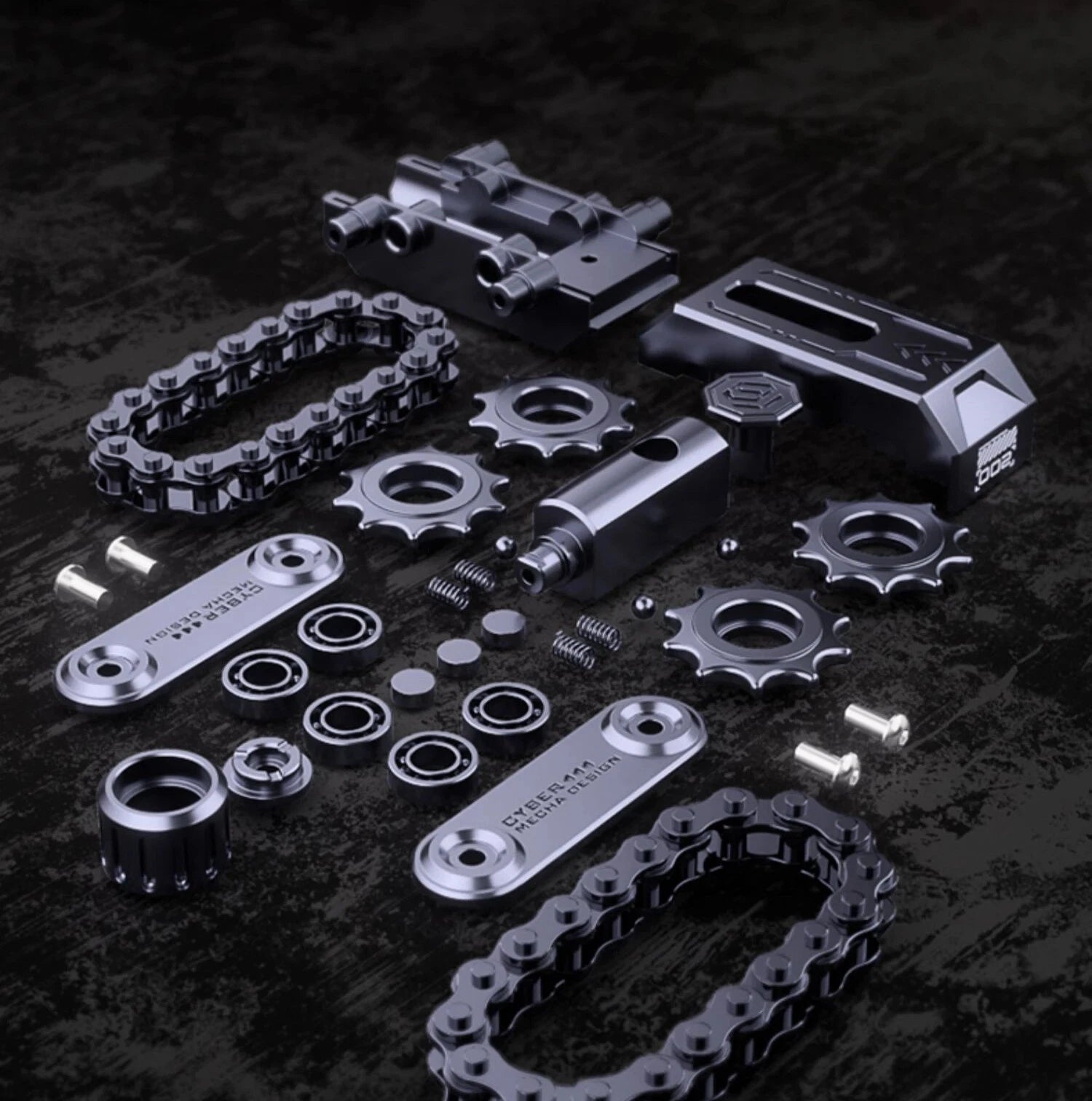 EDC Tank Roller Fidget Spinner Metal Ratchet Push Card Slider Fingertip Toy 07FC0E-D4 - KOEEK
