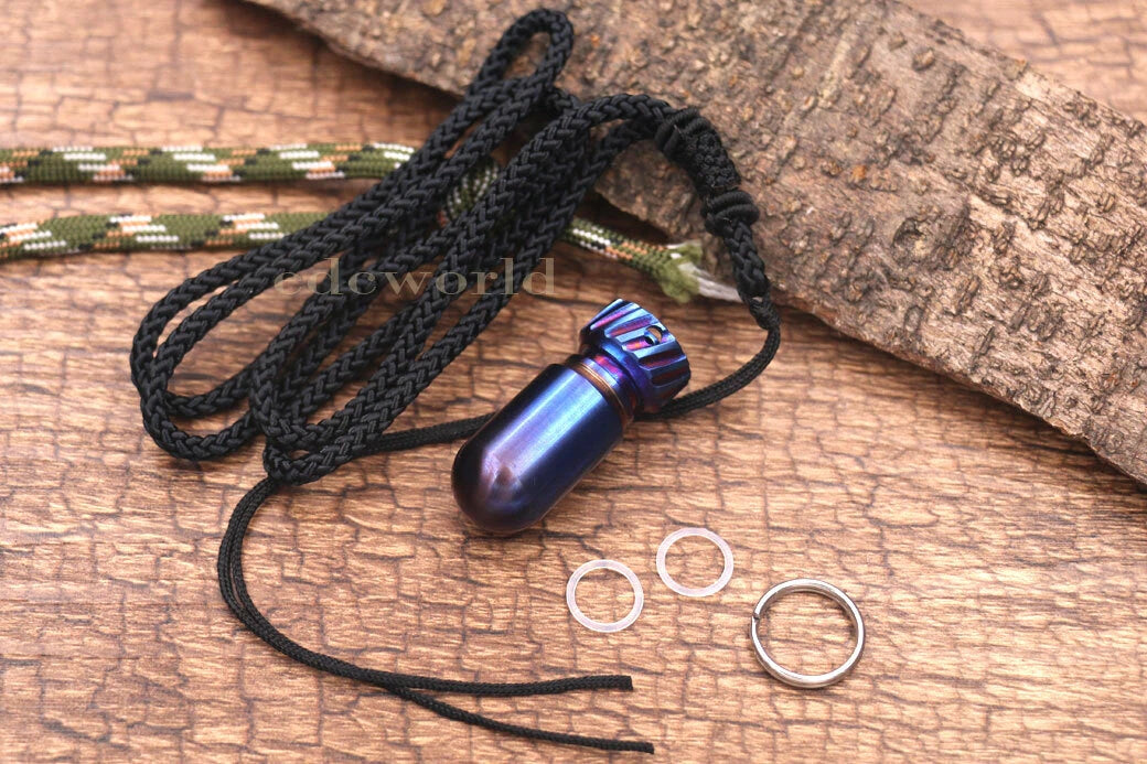 Outdoor Titanium CNC Torpedo Type Waterproof Pill Case Key Chain Container EDC 07FC0E-D4 - KOEEK