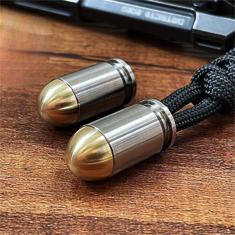 Titanium Brass Bullet Shape Knife Lanyard Bead Paracord Pendant Zipper Pull EDC 07FC0E-D4 - KOEEK
